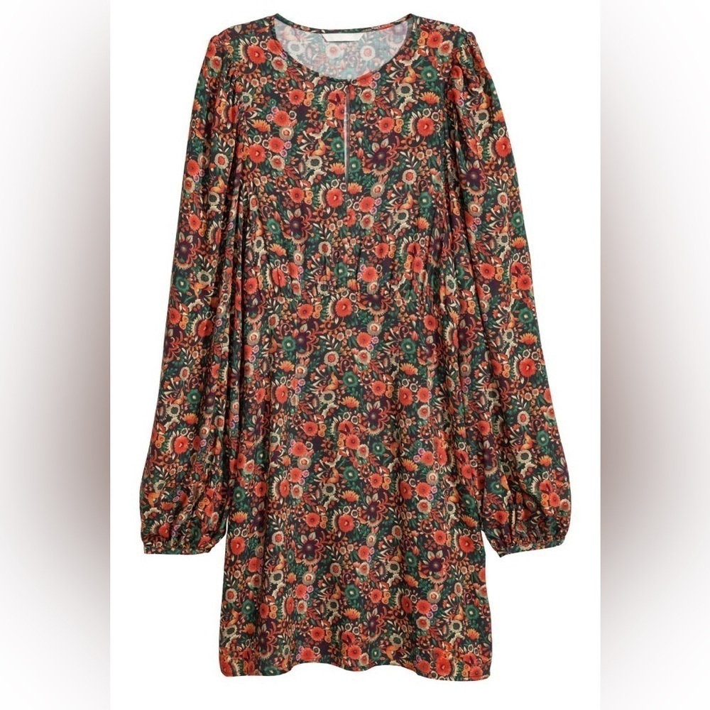 H&M Floral Printed Balloon Sleeve Dress - 4